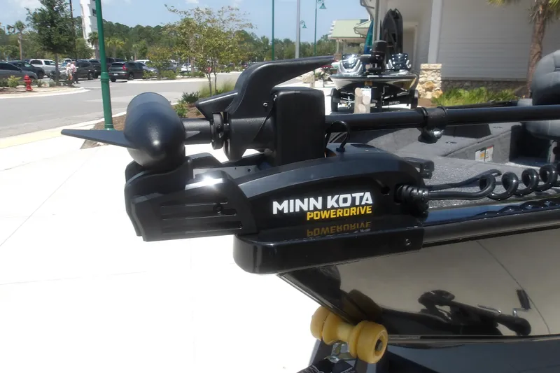 Slide: The Image of Minn Kota PowerDrive trolling motor on 2026 Tracker Super Guide V-16 T boat. - 14