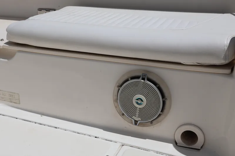 Slide: The Image of 2007 Boston Whaler 180 Dauntless boat seat with speaker detail. - 52