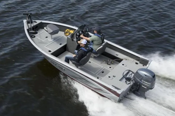 Slide: The Image of Manufacturer Provided Image: 2022 Starcraft Stealth 166 SC boat on water with two people onboard. - 5