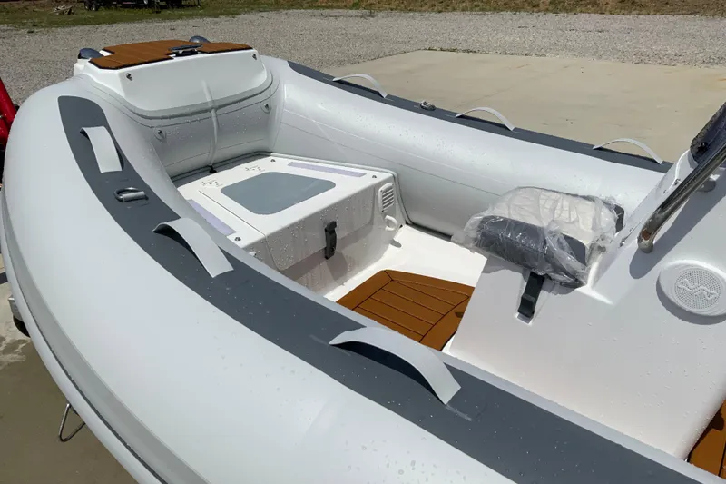 Slide: The Image of Inflatable boat interior, Gala A330L 2027 model, featuring seating and storage compartments. - 3
