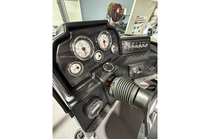 Slide: The Image of Dashboard of 2025 G3 Angler V1850 SF boat with gauges and controls. - 13
