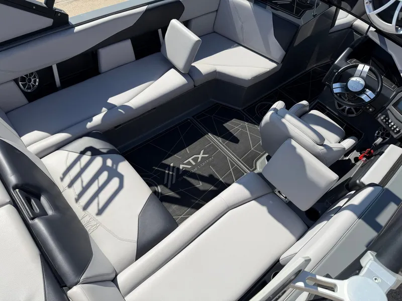 Slide: The Image of Interior of a 2020 ATX Surf Boats 22 Type-S with gray upholstery. - 9
