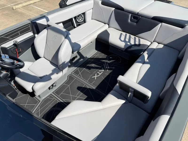 Slide: The Image of Interior of a 2020 ATX Surf Boats 22 Type-S with gray upholstery. - 16