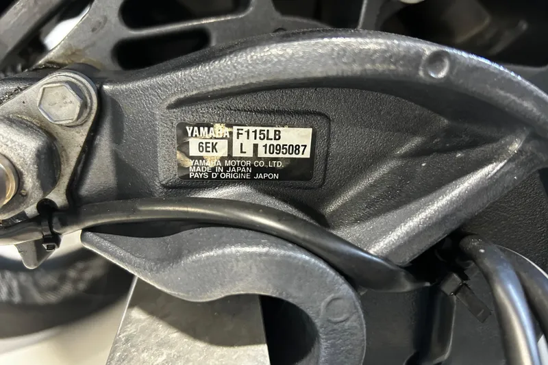 Slide: The Image of Close-up of Yamaha F115LB engine label on 2022 AB Inflatables Nautilus 17 DLX. - 7