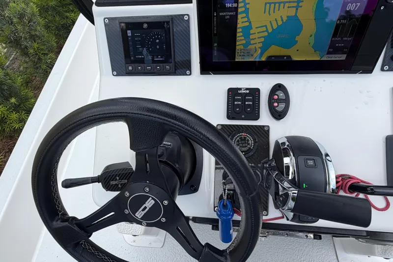 Slide: The Image of Steering console of 2022 SCB S22 boat with navigation and control systems. - 23