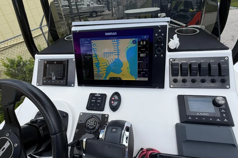 Slide: The Image of Boat dashboard with navigation system and controls, SCB S22, 2022 model. - 14
