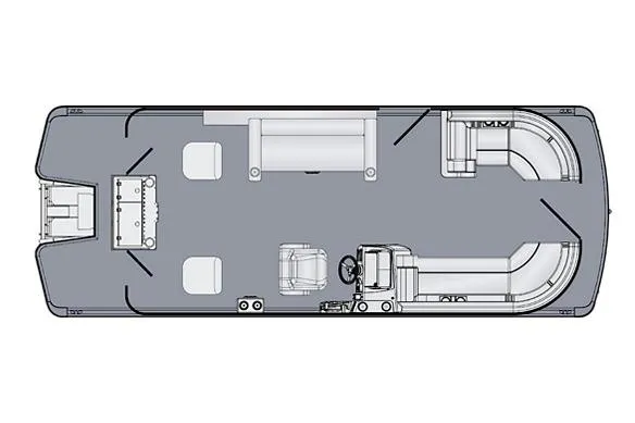 Slide: The Image of Manufacturer Provided Image: Top view layout of 2026 Harris Cruiser 210 FC pontoon boat. - 1