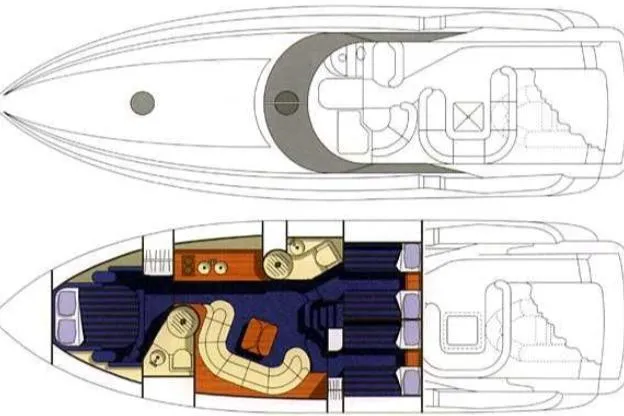 Slide: The Image of Floor plan of a 1997 Sunseeker Camargue 51 yacht, showcasing interior layout and design. - 61