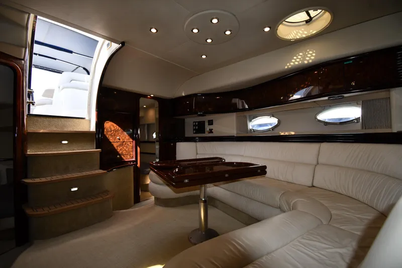 Slide: The Image of Luxurious interior of 1997 Sunseeker Camargue 51 yacht with elegant seating and modern lighting. - 37