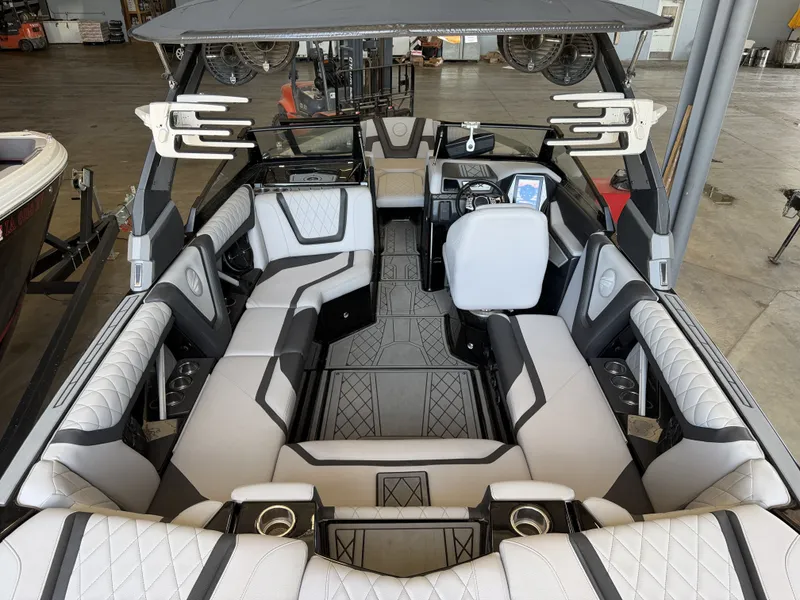 Slide: The Image of Interior of a 2021 Tigé 23ZX with luxurious seating and modern design. - 18