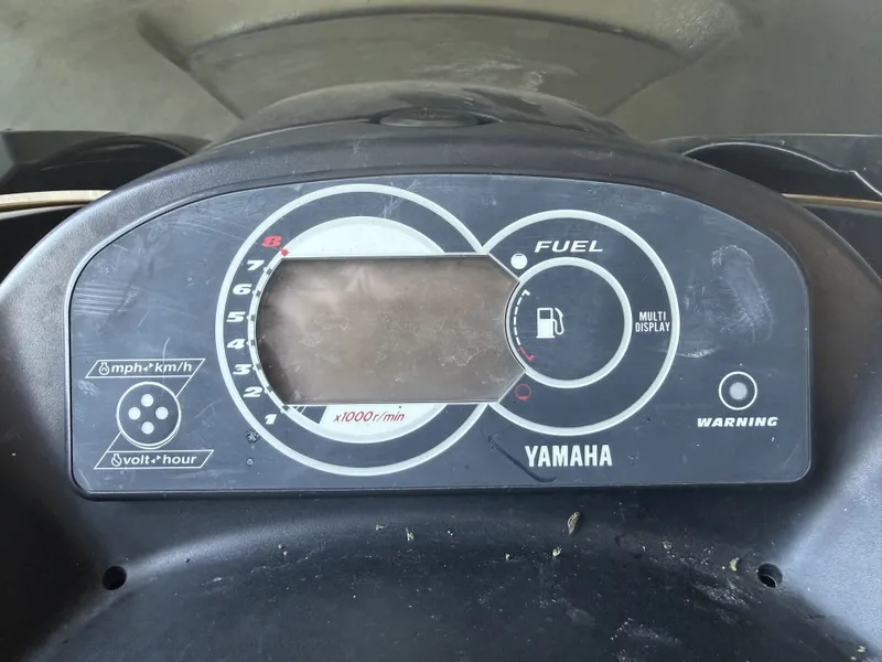 Slide: The Image of Close-up of a Yamaha GP1300R dashboard with speed and fuel indicators. - 16