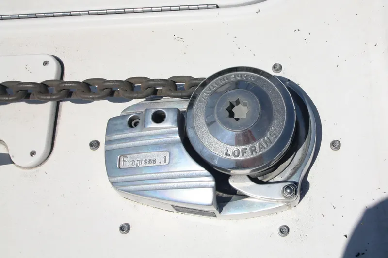 Slide: The Image of Lofrans Progress 1 windlass on 1999 Sea Ray 380 Sundancer boat deck. - 79