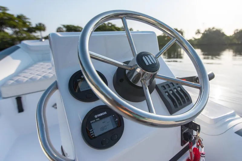 Slide: The Image of Manufacturer Provided Image: Steering console of Novurania DL 335 boat, year 2026. - 3