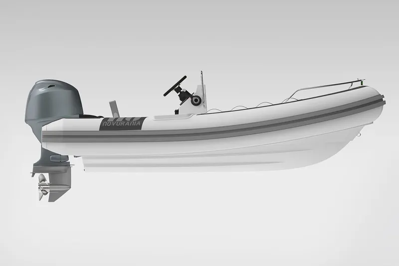 Slide: The Image of Manufacturer Provided Image: Novurania DL 400 boat 2026, side view, gray outboard motor. - 3