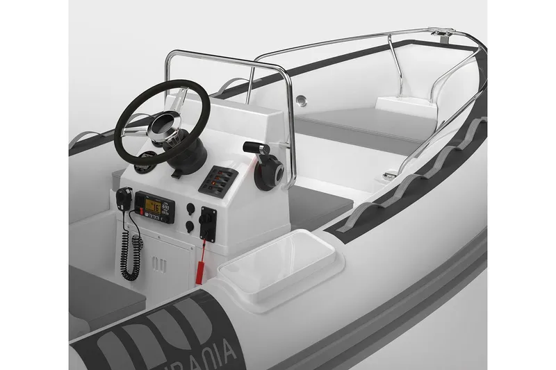 Slide: The Image of Manufacturer Provided Image: Novurania DL 400 boat 2026, modern design, steering console, white. - 4