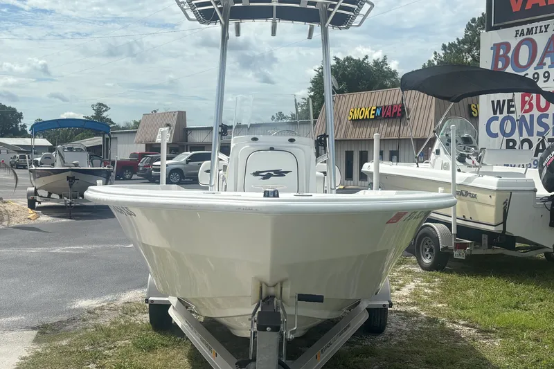 Slide: The Image of 2020 Glasstream 20 CCR boat on trailer at dealership, surrounded by other boats. - 3