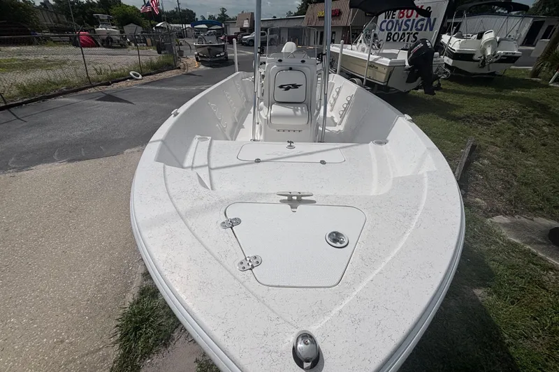 Slide: The Image of 2020 Glasstream 20 CCR boat displayed outdoors, showcasing spacious deck and sleek design. - 10