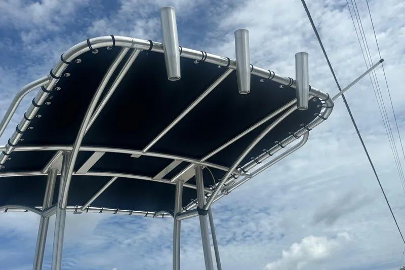 Slide: The Image of T-top of 2020 Glasstream 20 CCR boat against a cloudy sky background. - 27