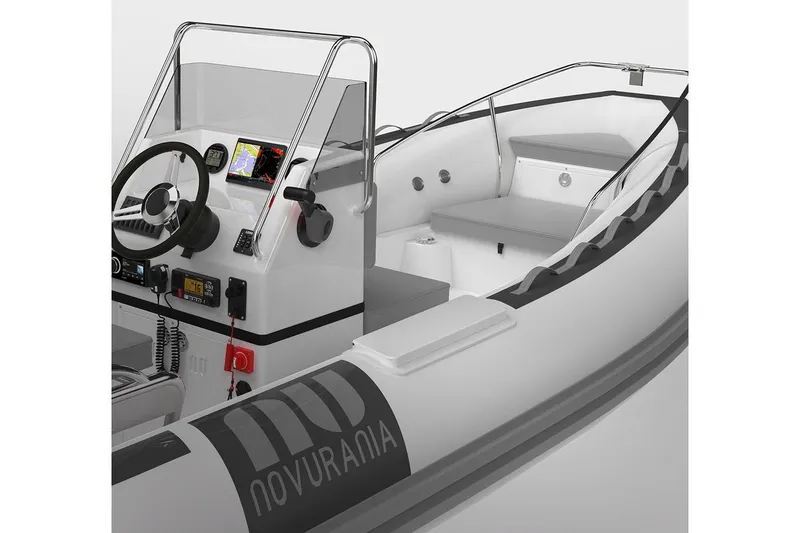 Slide: The Image of Manufacturer Provided Image: Novurania DL 550 inflatable boat, 2026 model, interior view with control console. - 3