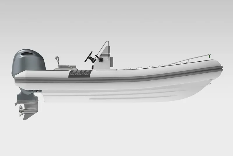 Slide: The Image of Manufacturer Provided Image: Novurania DL 550 boat 2026, side view, gray background. - 4