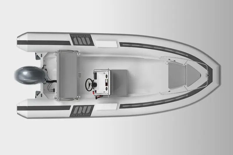 Slide: The Image of Manufacturer Provided Image: Aerial view of 2026 Novurania DL 550 boat with motor. - 5