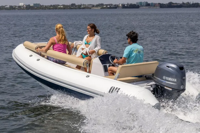 The Image of Manufacturer Provided Image: 2026 Novurania Catamaran 450 on water with three people. - 0