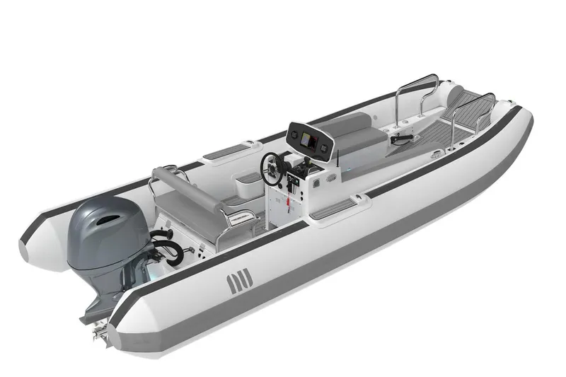 Slide: The Image of Manufacturer Provided Image: Novurania Catamaran 20, 2026 model, sleek design, powerful outboard motor. - 1