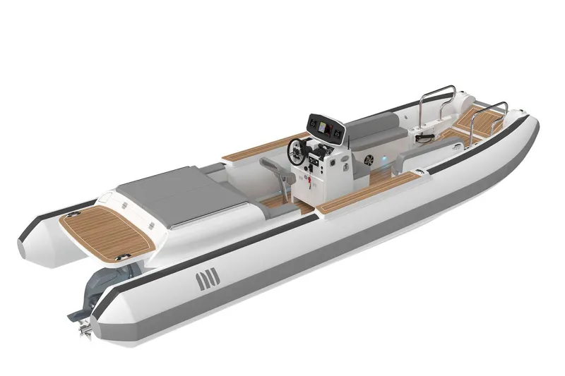 Slide: The Image of Manufacturer Provided Image: 2026 Novurania Catamaran 24 with sleek design and wood accents. - 3