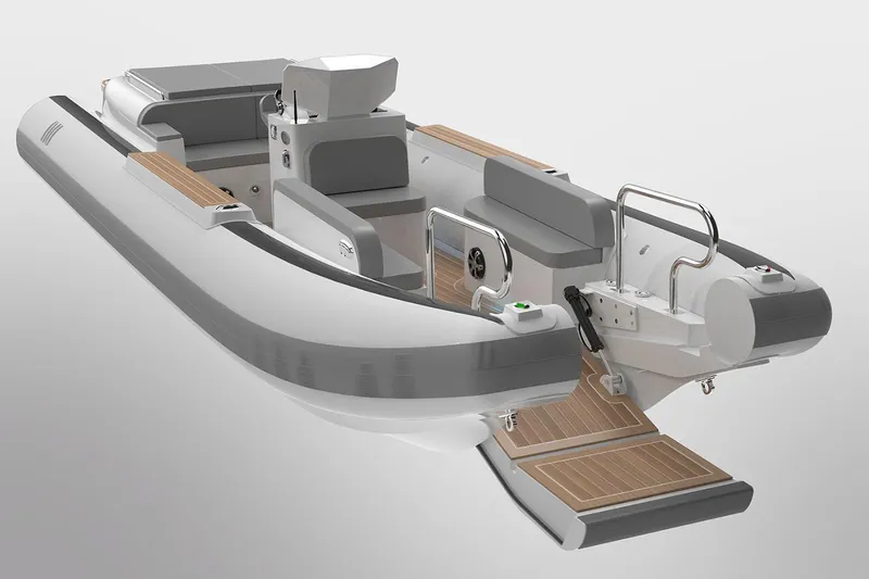 Slide: The Image of Manufacturer Provided Image: 2026 Novurania Catamaran 24 with modern design and seating. - 1