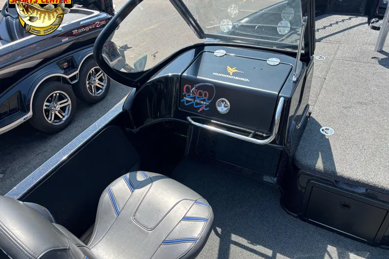 Slide: The Image of Interior of a 2020 Nitro ZV21 Pro boat featuring a Humminbird dashboard. - 7