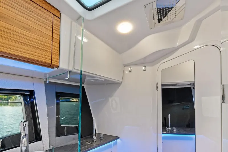 Slide: The Image of Interior of 2024 Boston Whaler 405 Conquest, featuring sleek design and modern amenities. - 56