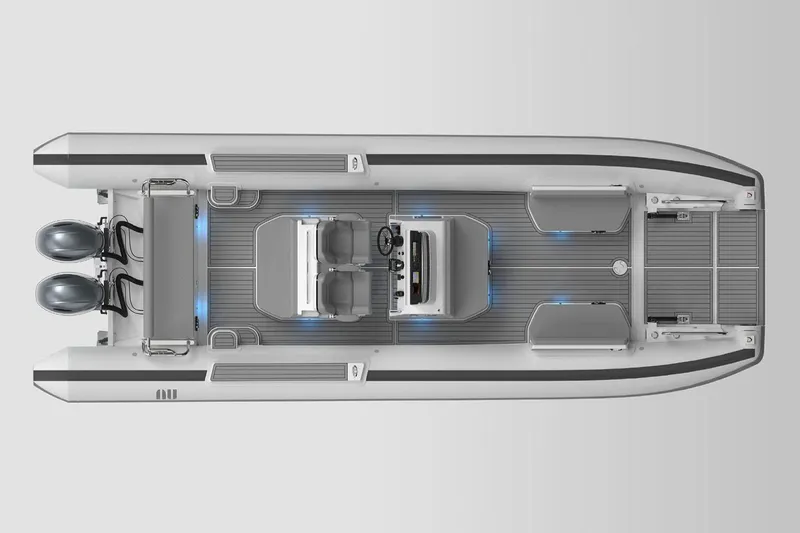 Slide: The Image of Manufacturer Provided Image: Top view of 2026 Novurania Catamaran 28 with dual engines. - 6