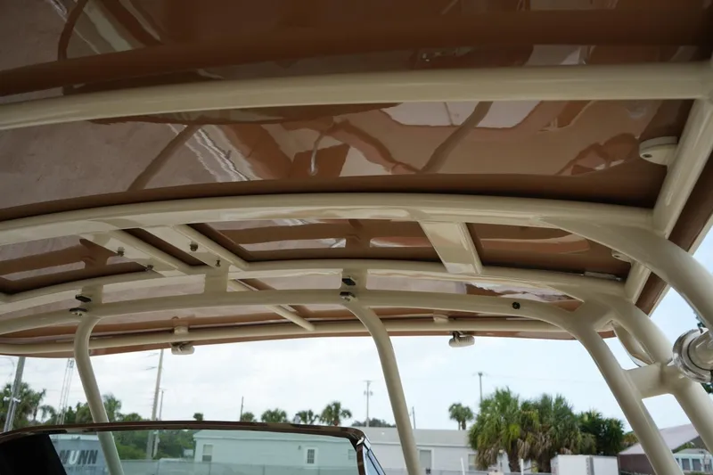 Slide: The Image of 2016 Chris-Craft Catalina 34 boat canopy with sleek design and sturdy framework. - 42