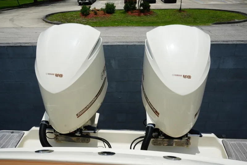 Slide: The Image of Twin Yamaha V8 outboard engines on a 2016 Chris-Craft Catalina 34 boat. - 13