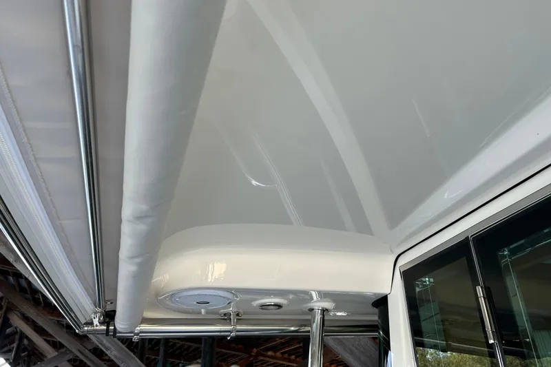 Slide: The Image of 2022 Sabre 45 Salon Express yacht interior ceiling and window detail. - 12