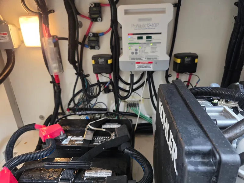 Slide: The Image of Electrical system in the engine room of a 2017 Sea Ray Sundancer 350 Coupe. - 46