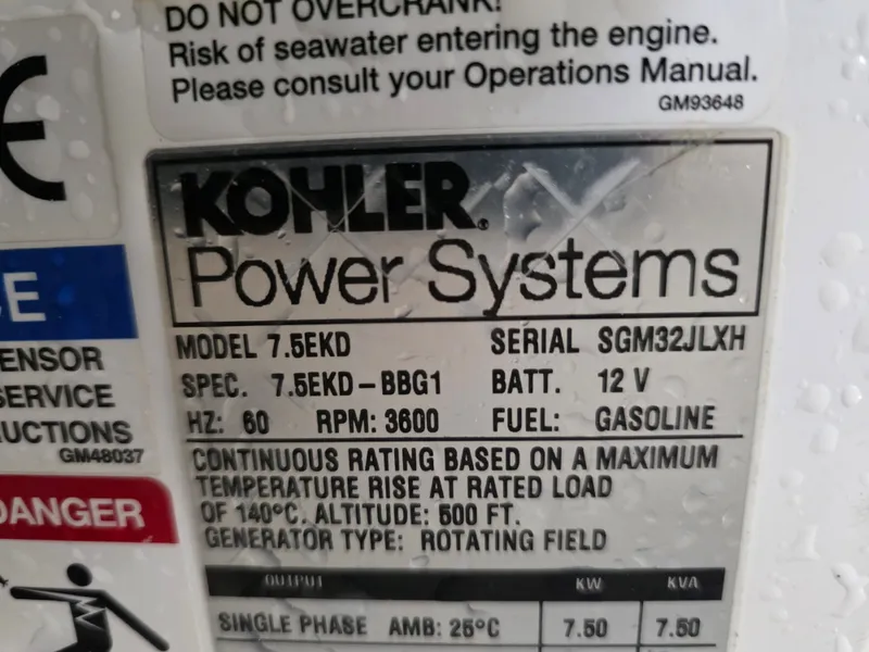 Slide: The Image of Kohler Power Systems generator, model 7.5EKD, 7.5 kW, 60 Hz, 3600 RPM, gasoline. - 49