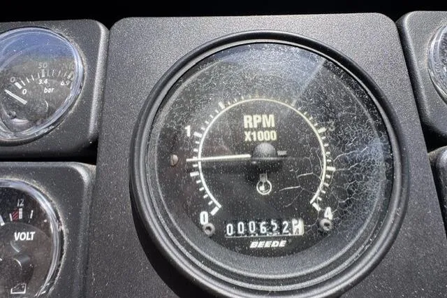 Slide: The Image of 1977 Californian 38 Motor Yacht RPM gauge displaying 632 hours. - 9