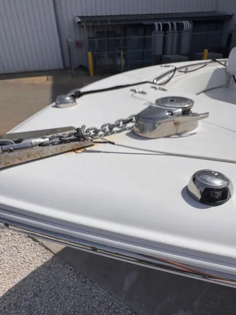 Slide: The Image of Bow of a Sea Hunt 234 SXS with anchor and chain, on a trailer. - 10