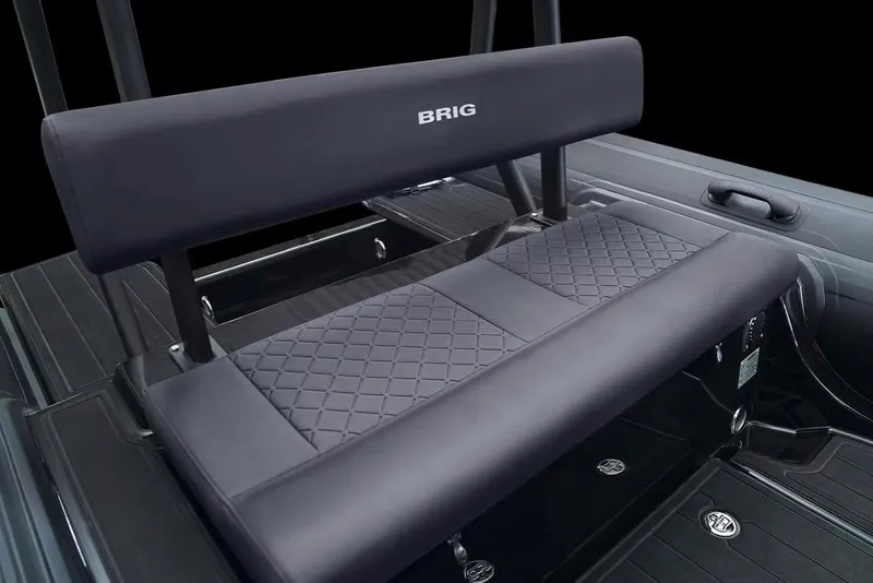 Slide: The Image of Manufacturer Provided Image: 2026 Brig Navigator 20 boat seat with quilted design and sleek black finish. - 3