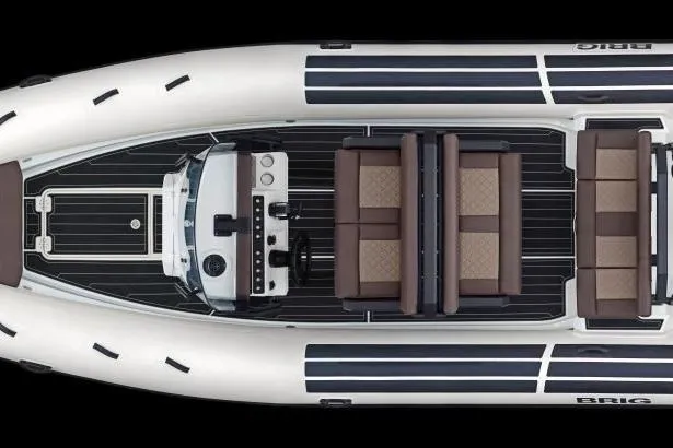 Slide: The Image of Top view of 2027 Brig Navigator 24 boat with sleek design and seating arrangement. - 8