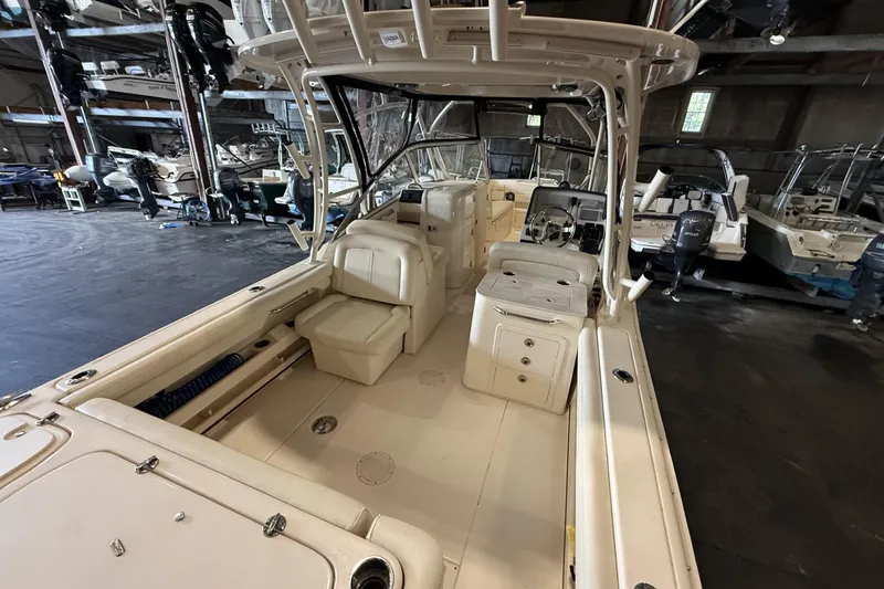 Slide: The Image of 2021 Grady-White Freedom 275 boat interior in a storage facility. - 3