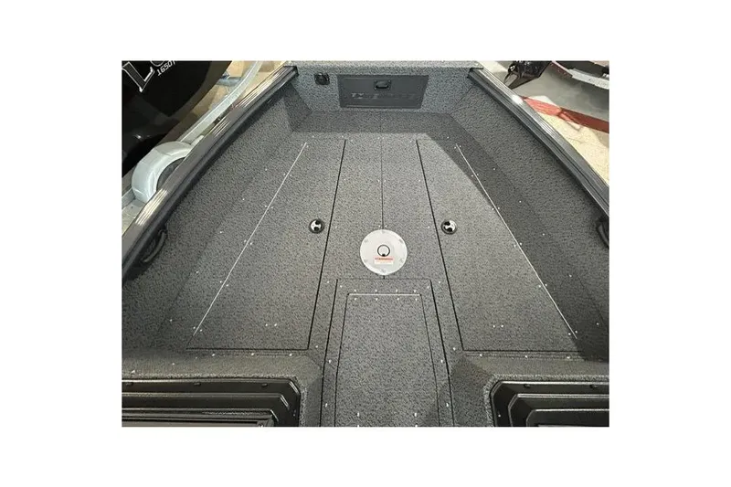 Slide: The Image of Interior view of 2027 Lund 1700 Explorer Sport boat deck, featuring storage compartments. - 7
