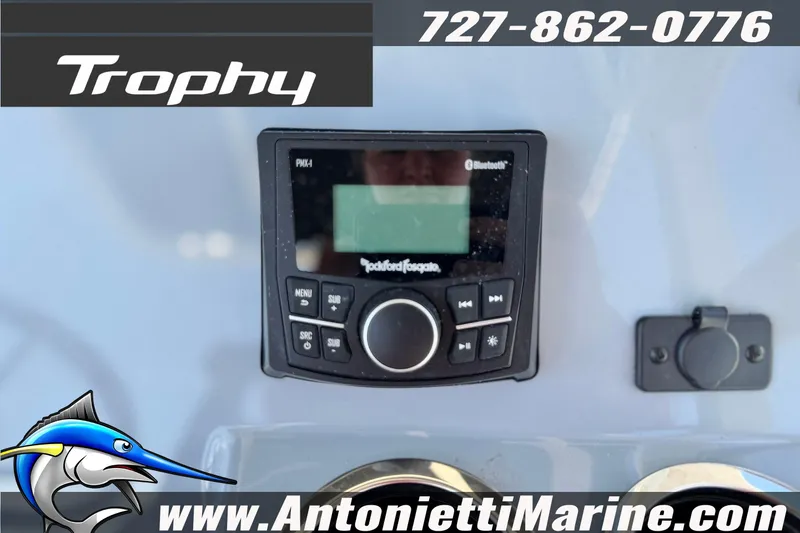 Slide: The Image of Control panel of 2026 Bayliner Trophy T20CC boat with Bluetooth audio system. - 19