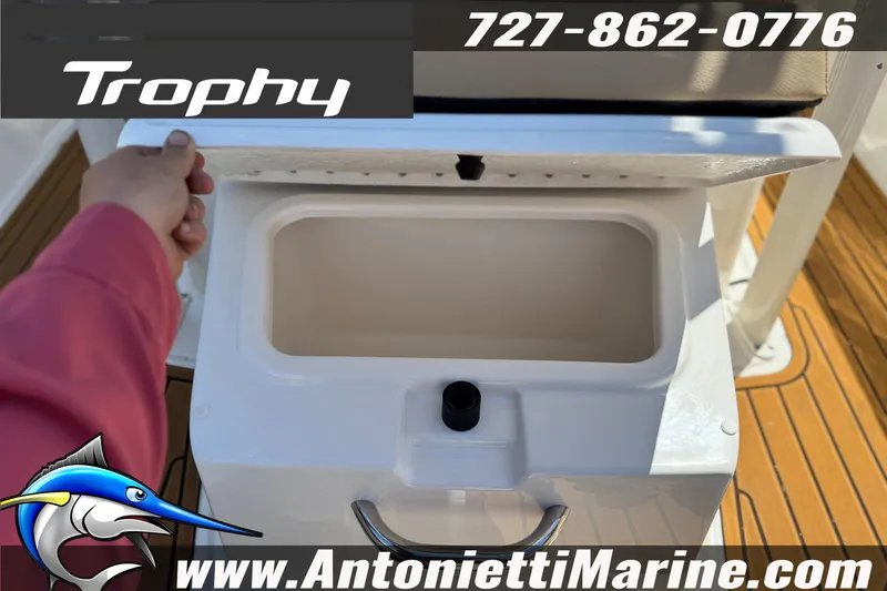 Slide: The Image of 2026 Bayliner Trophy T20CC boat storage compartment, showcased by Antonietti Marine. - 9