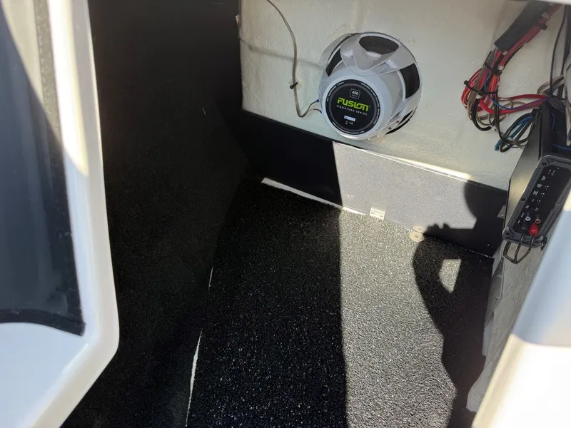 Slide: The Image of Interior of a boat with a speaker and wiring. - 15