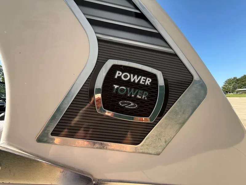 Slide: The Image of Close-up of the Power Tower emblem on a 2019 Regal 23 RX Bowrider. - 5