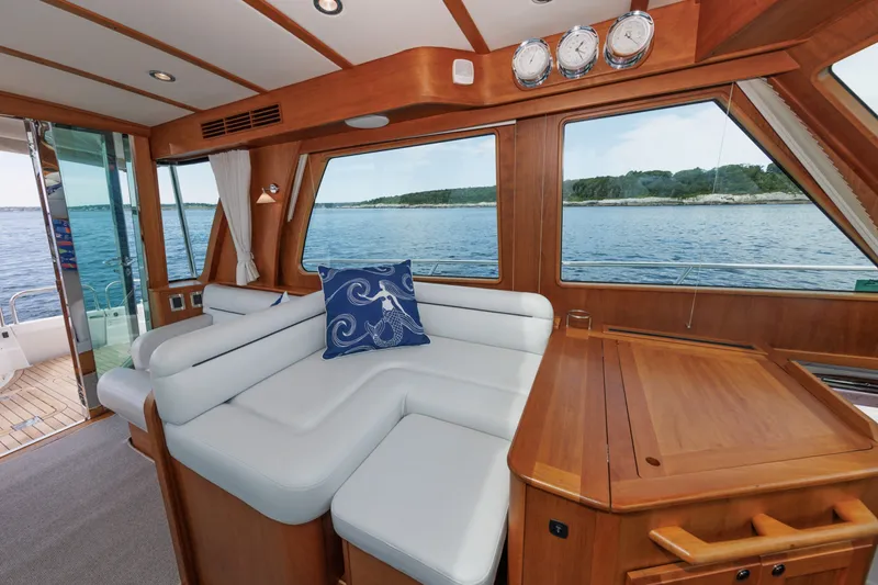 Slide: The Image of Luxurious interior of 2024 Sabre 48 Salon Express yacht with ocean view. - 19