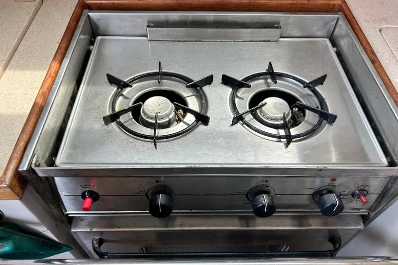 Slide: The Image of Stainless steel stove with two burners on a 1998 Catalina 36 MkII yacht. - 42
