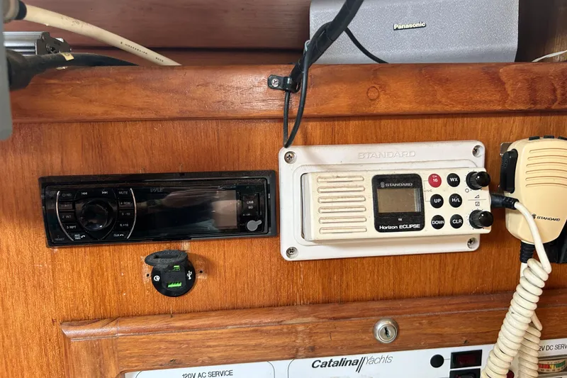 Slide: The Image of Interior of a 1998 Catalina 36 MkII with radio and control panel. - 64
